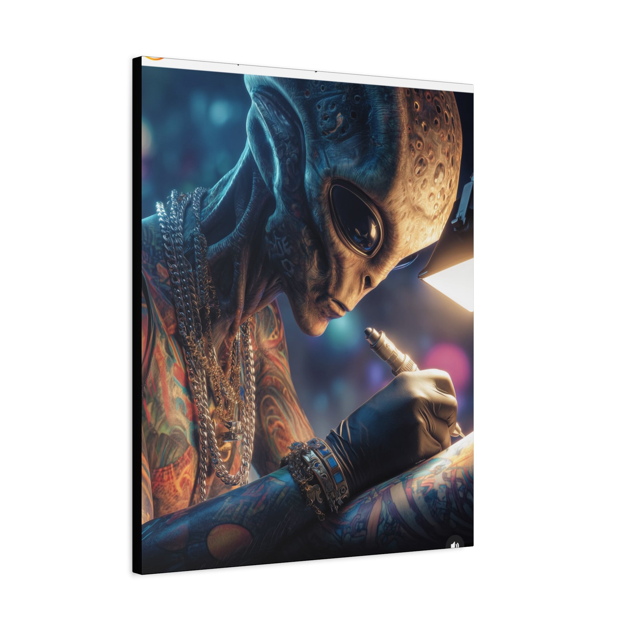 Alien Tattoo Artist Canvas Print — Matte Stretched Wall Art