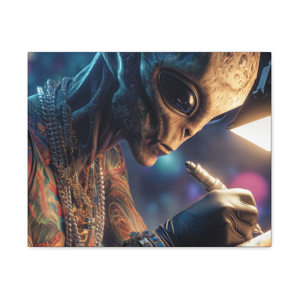 Alien Tattoo Artist Canvas Print — Matte Stretched Wall Art