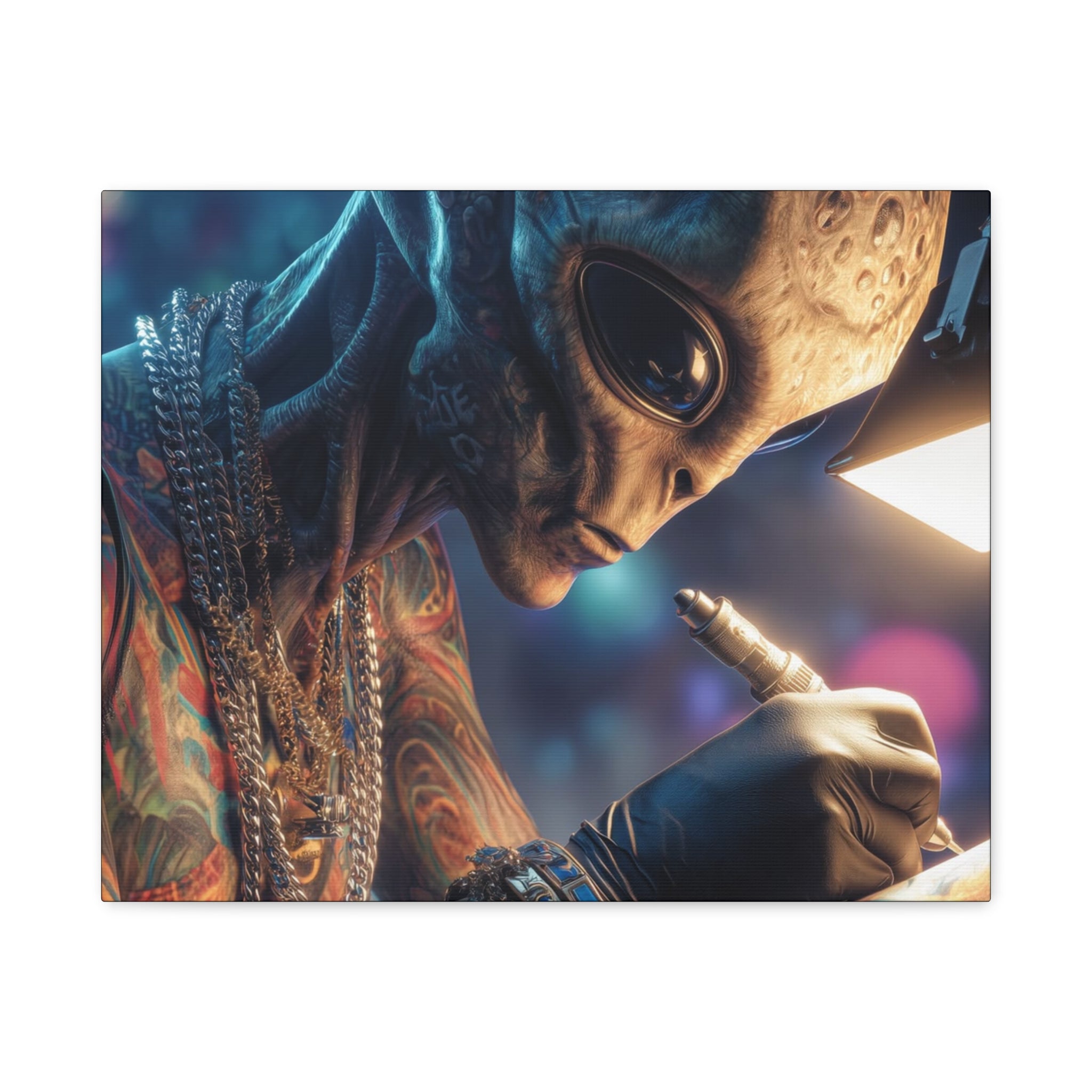 Alien Tattoo Artist Canvas Print — Matte Stretched Wall Art