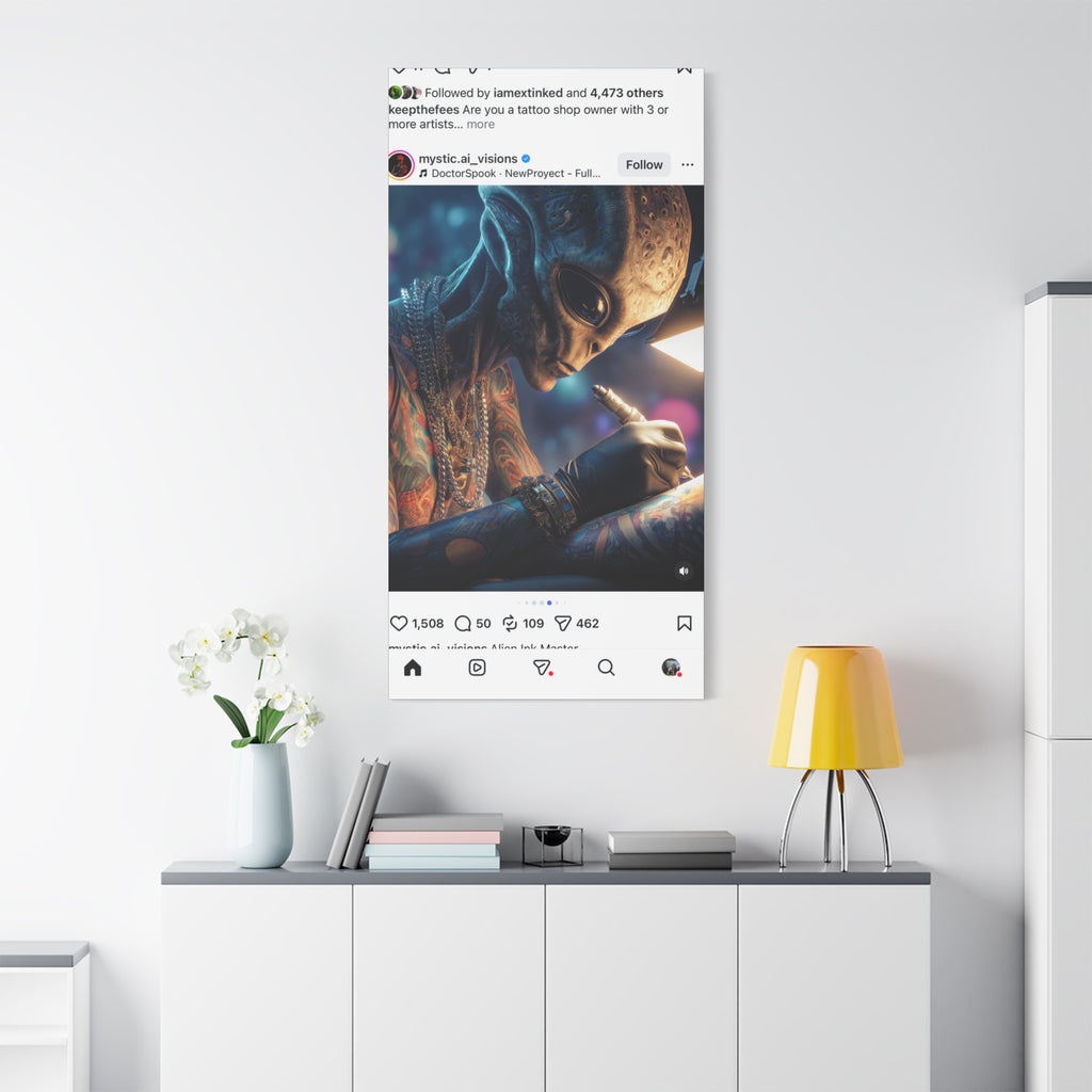 Alien Tattoo Artist Canvas Print — Matte Stretched Wall Art