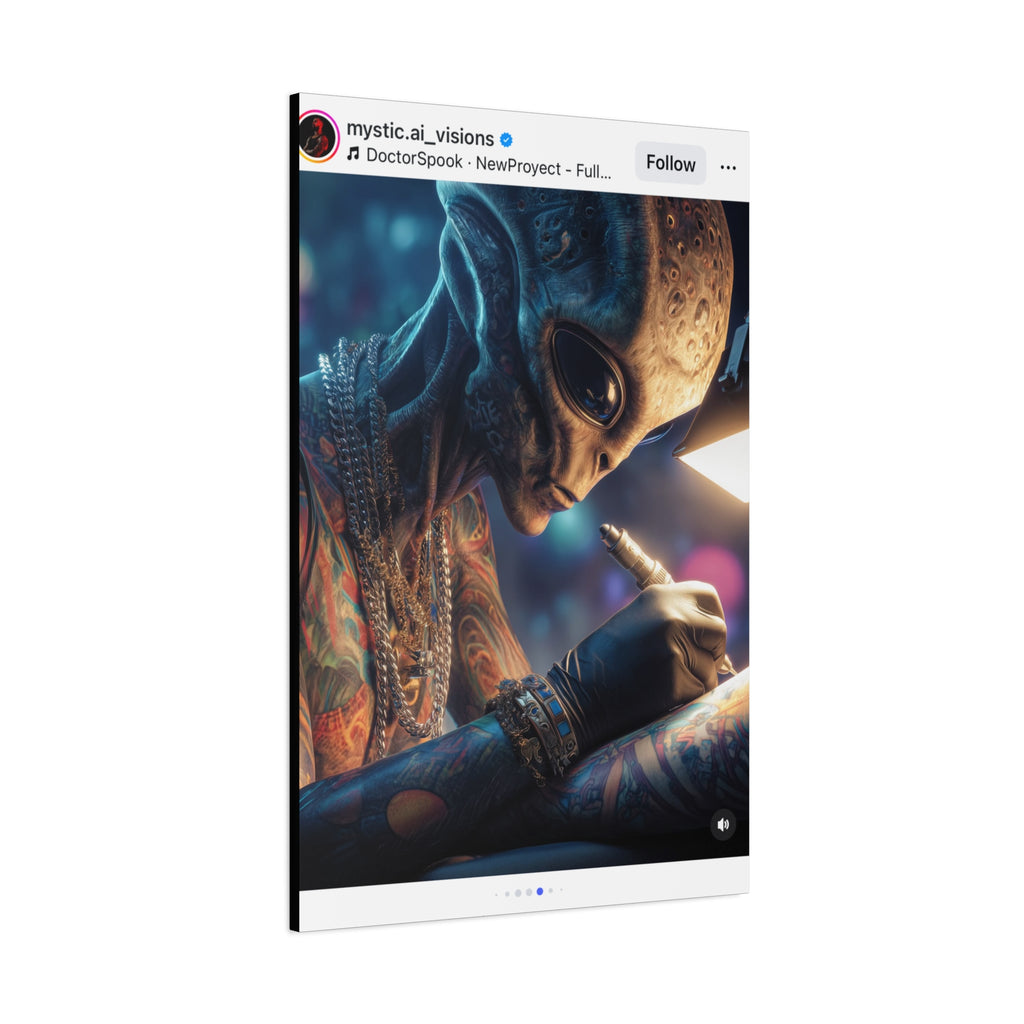 Alien Tattoo Artist Canvas Print — Matte Stretched Wall Art