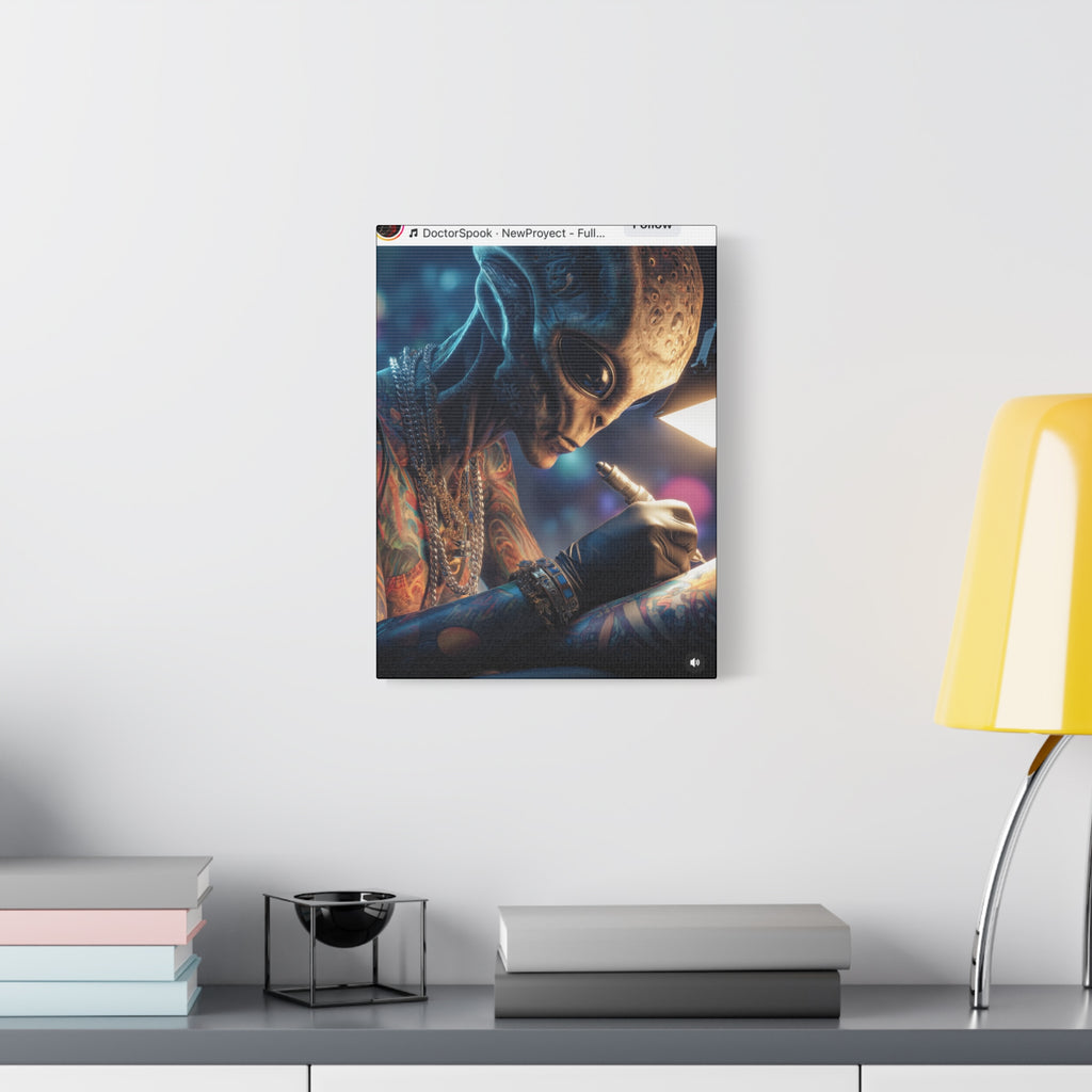 Alien Tattoo Artist Canvas Print — Matte Stretched Wall Art