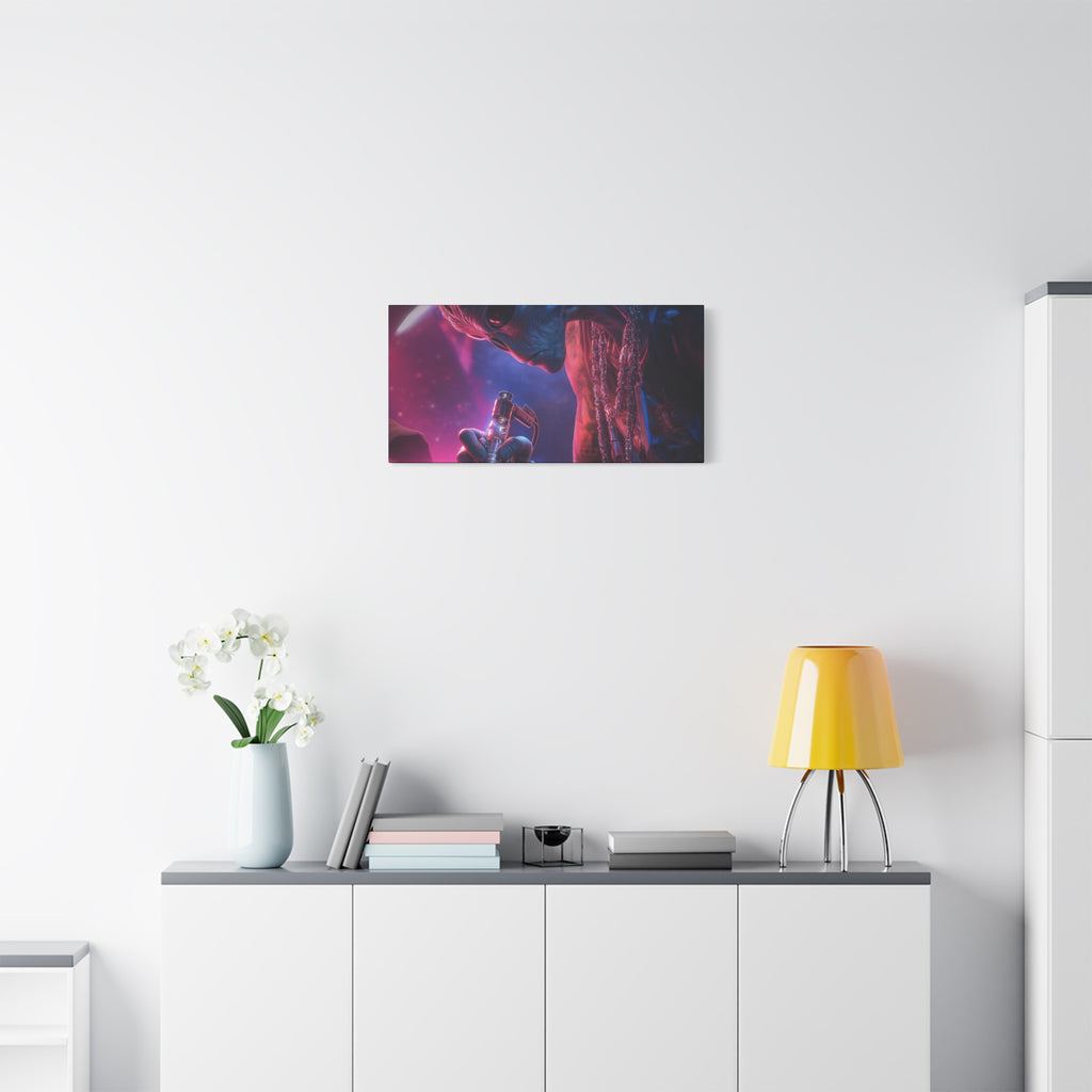 Alien Artist Canvas Print — Neon Sci‑Fi Wall Art