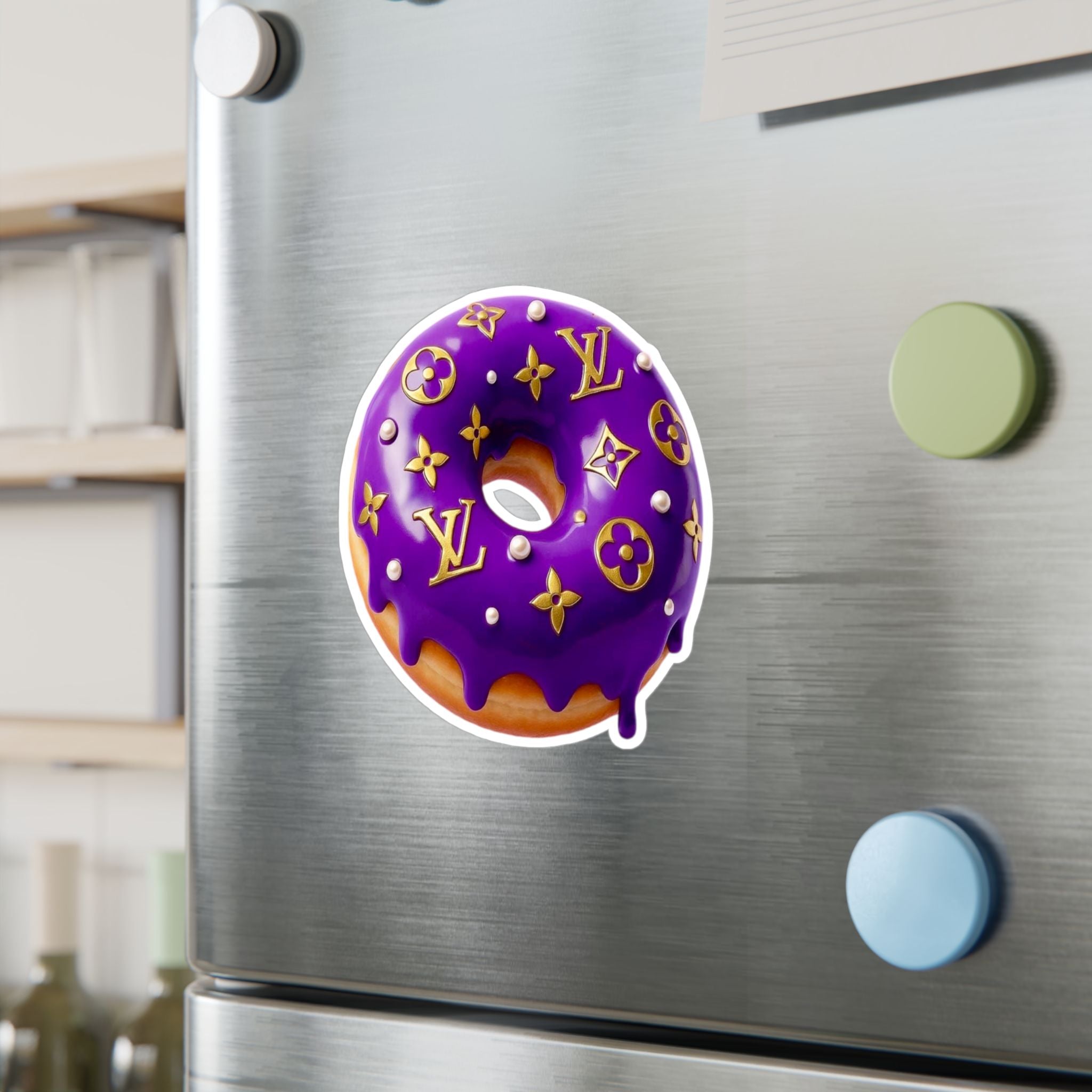 Luxury Logo Donut Vinyl Sticker – Purple Drip Kiss-Cut Decal