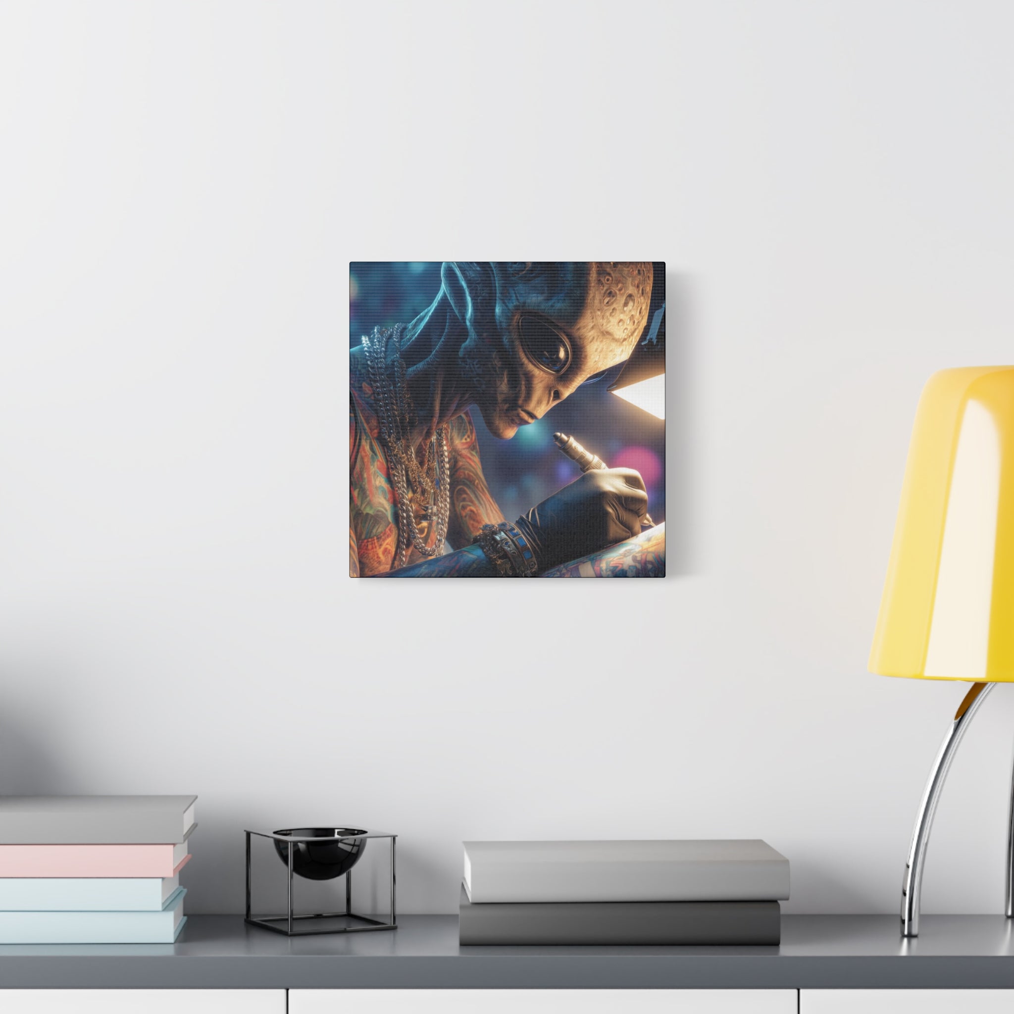 Alien Tattoo Artist Canvas Print — Matte Stretched Wall Art