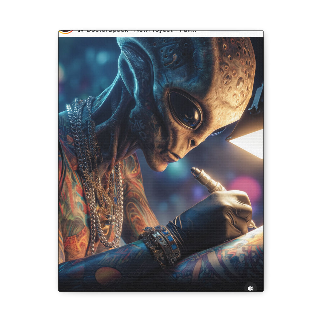 Alien Tattoo Artist Canvas Print — Matte Stretched Wall Art