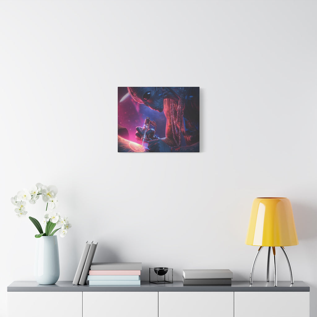Alien Artist Canvas Print — Neon Sci‑Fi Wall Art