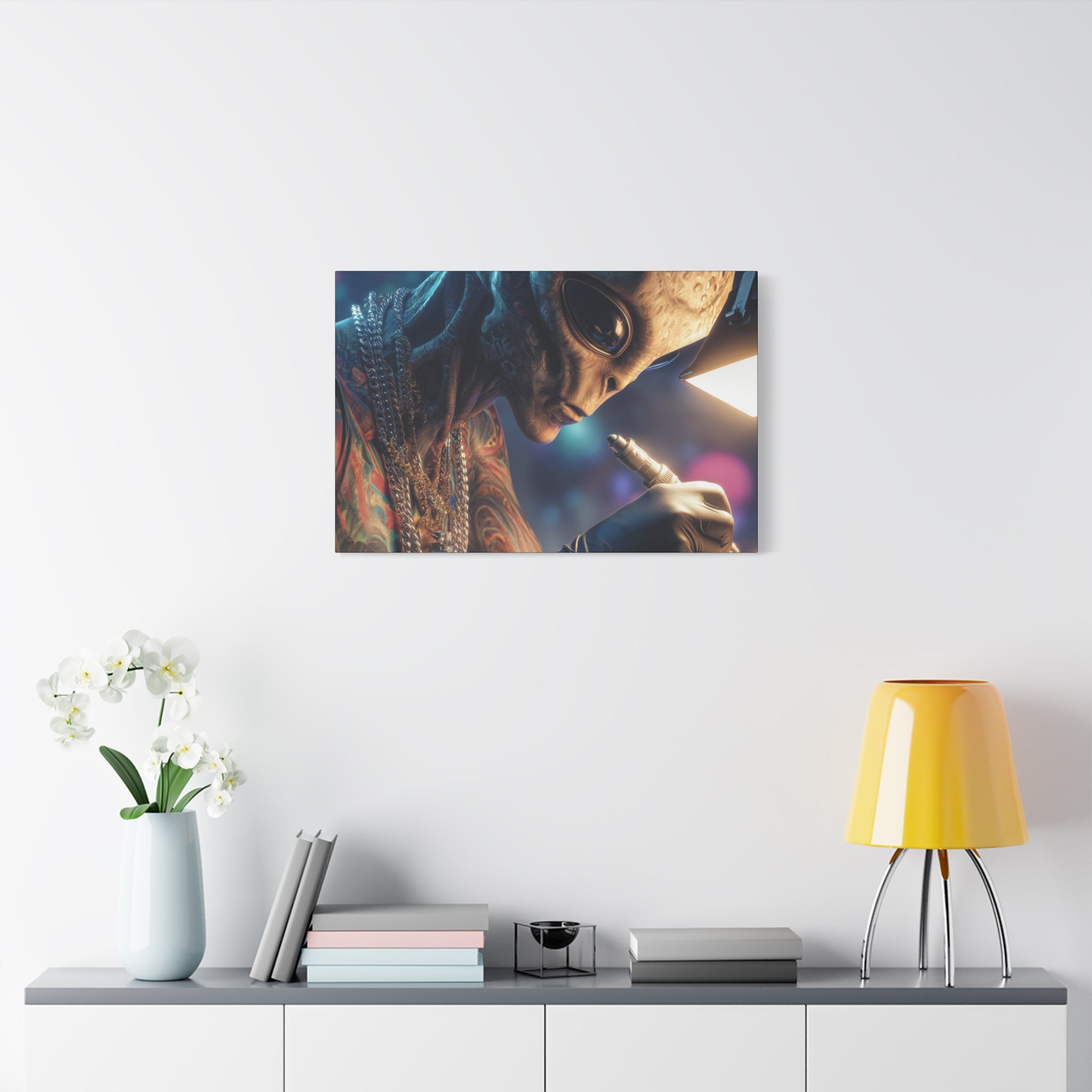 Alien Tattoo Artist Canvas Print — Matte Stretched Wall Art