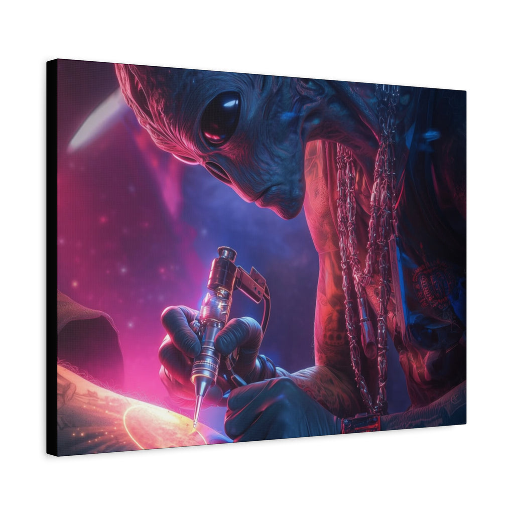 Alien Artist Canvas Print — Neon Sci‑Fi Wall Art