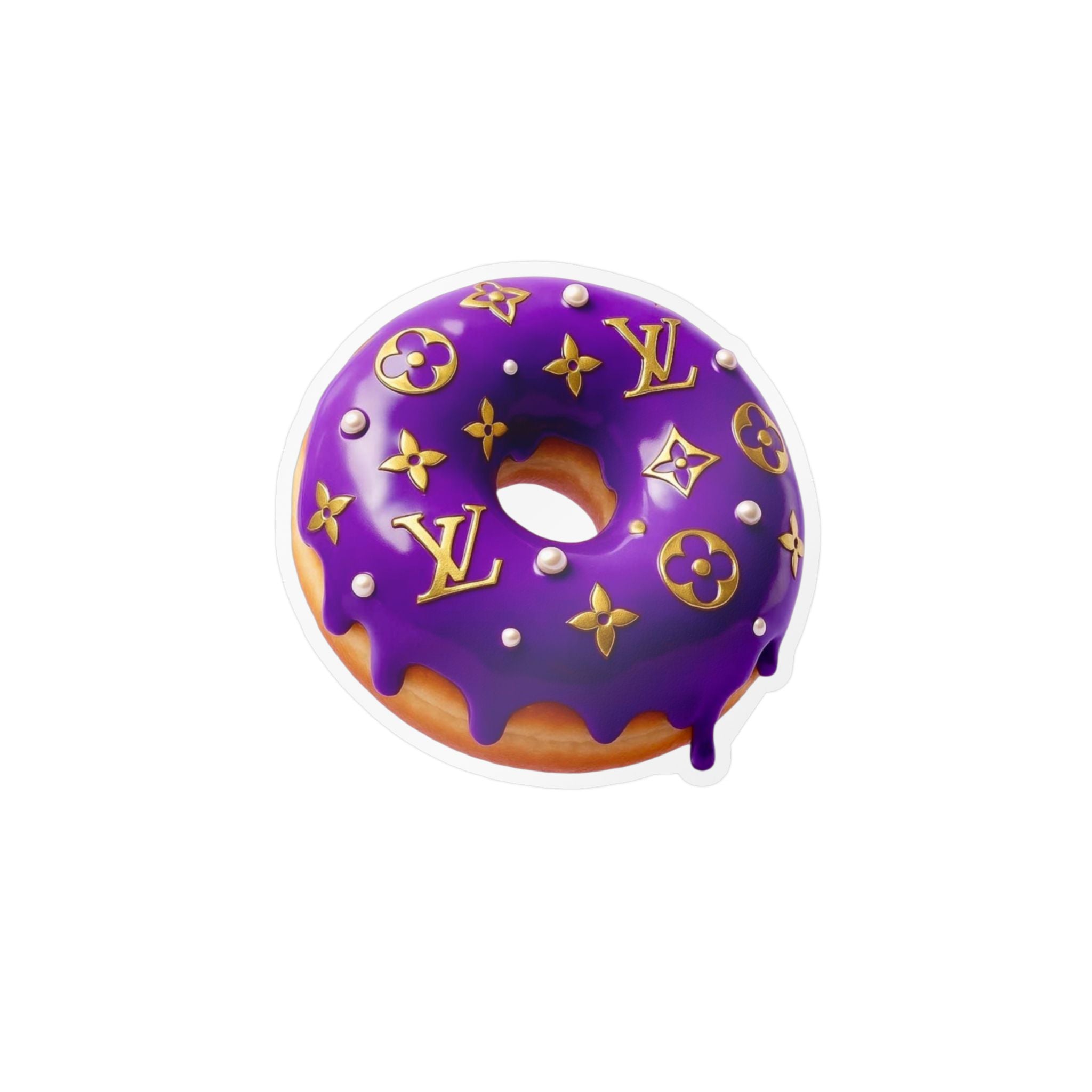 Luxury Logo Donut Vinyl Sticker – Purple Drip Kiss-Cut Decal