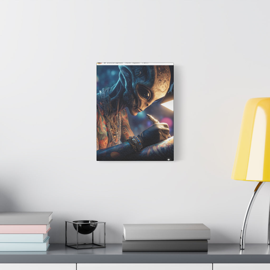 Alien Tattoo Artist Canvas Print — Matte Stretched Wall Art