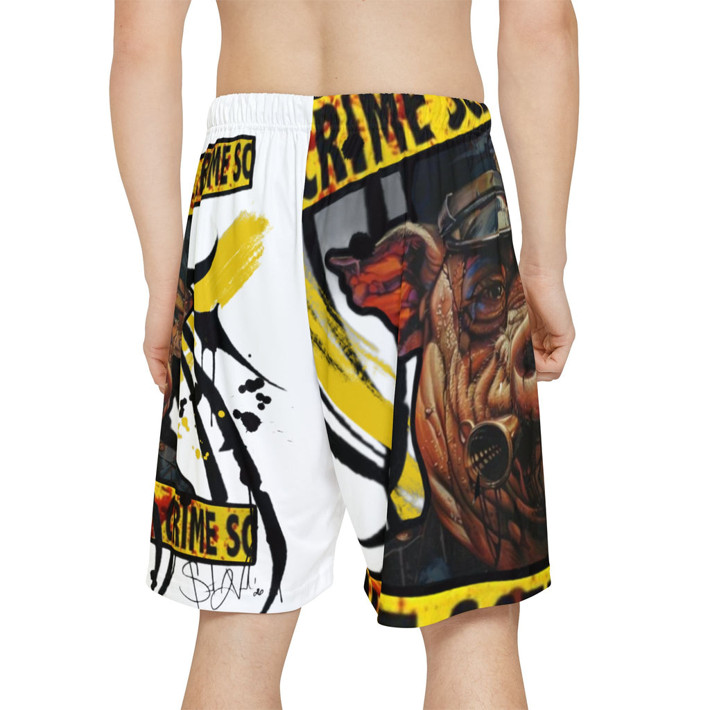 Crime Scene Pig Graphic Sports Shorts