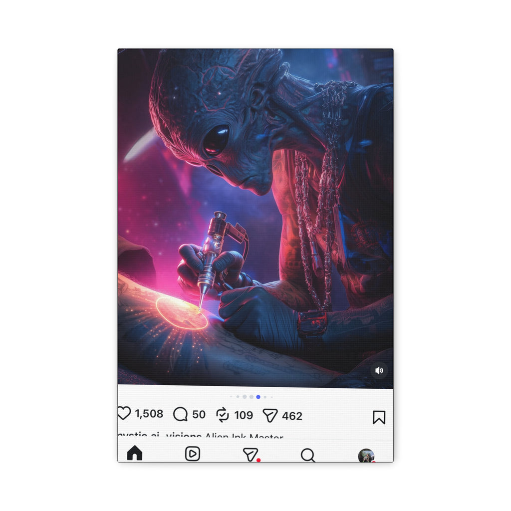 Alien Artist Canvas Print — Neon Sci‑Fi Wall Art