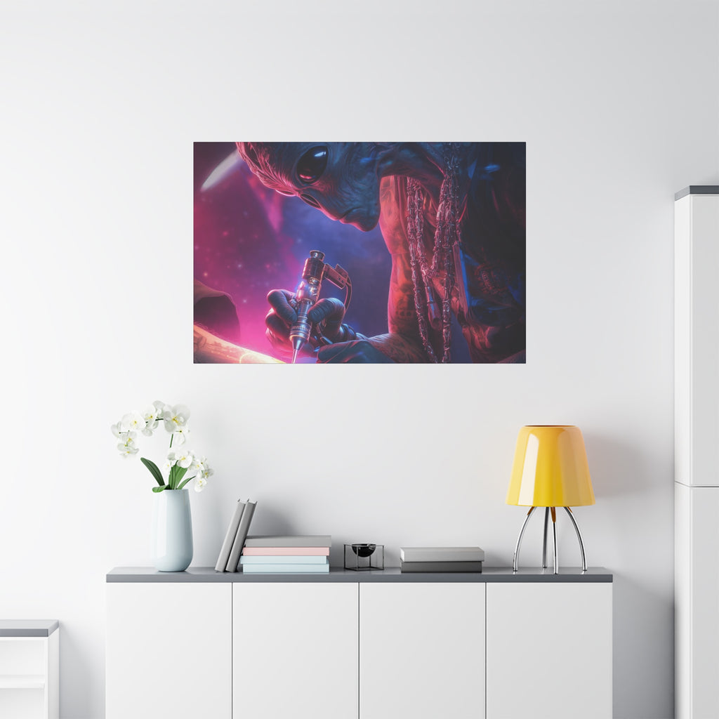 Alien Artist Canvas Print — Neon Sci‑Fi Wall Art