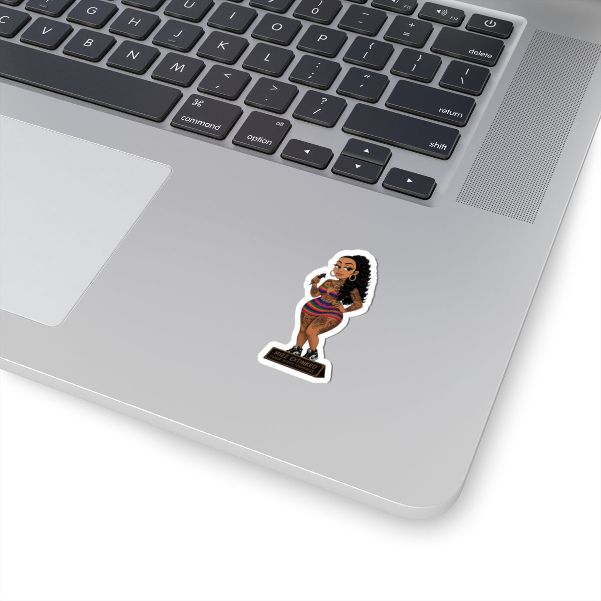 Mizz Extinked Kiss-Cut Sticker — Curvy Tattooed Woman 'Mizz Extinked' Decorative Vinyl Decal