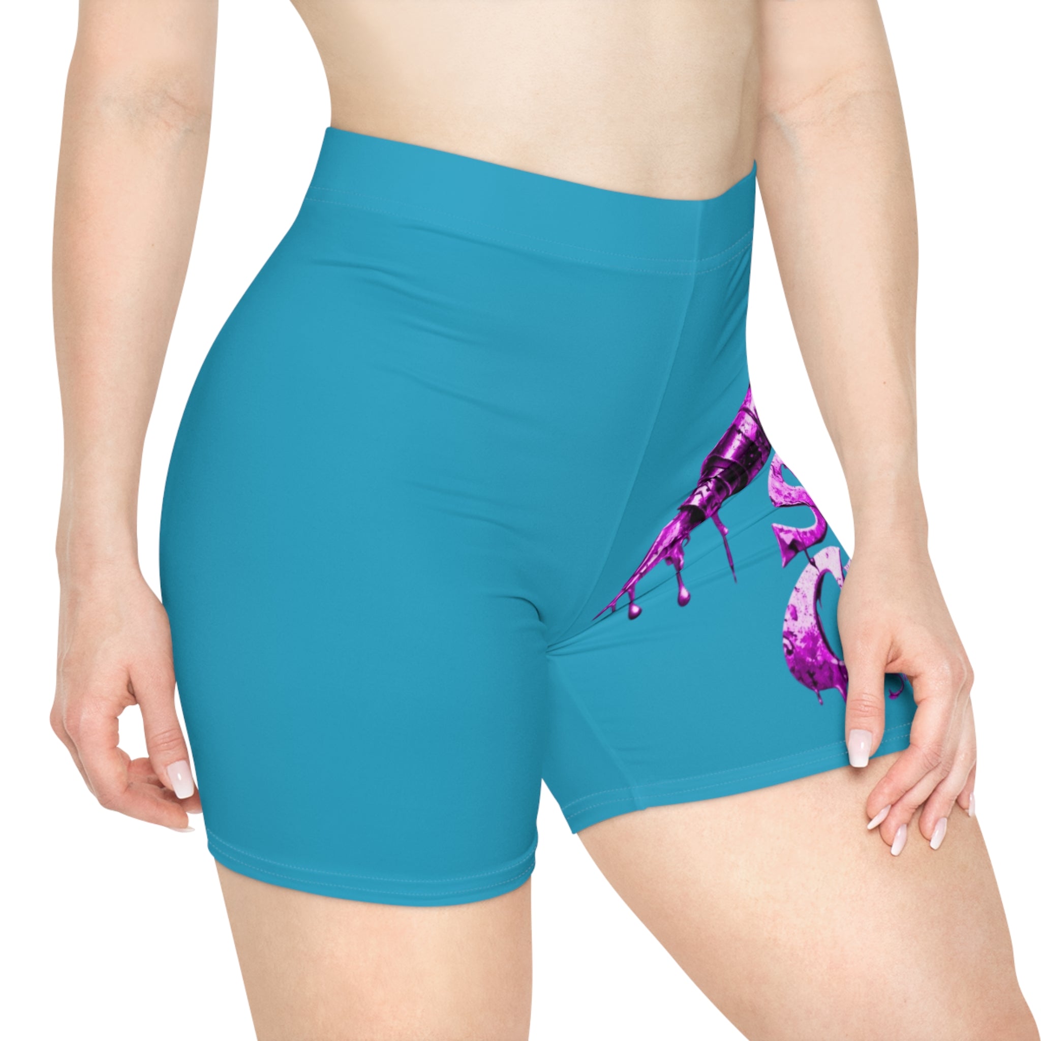 Scars Are Chosen Biker Shorts — Blue and pink