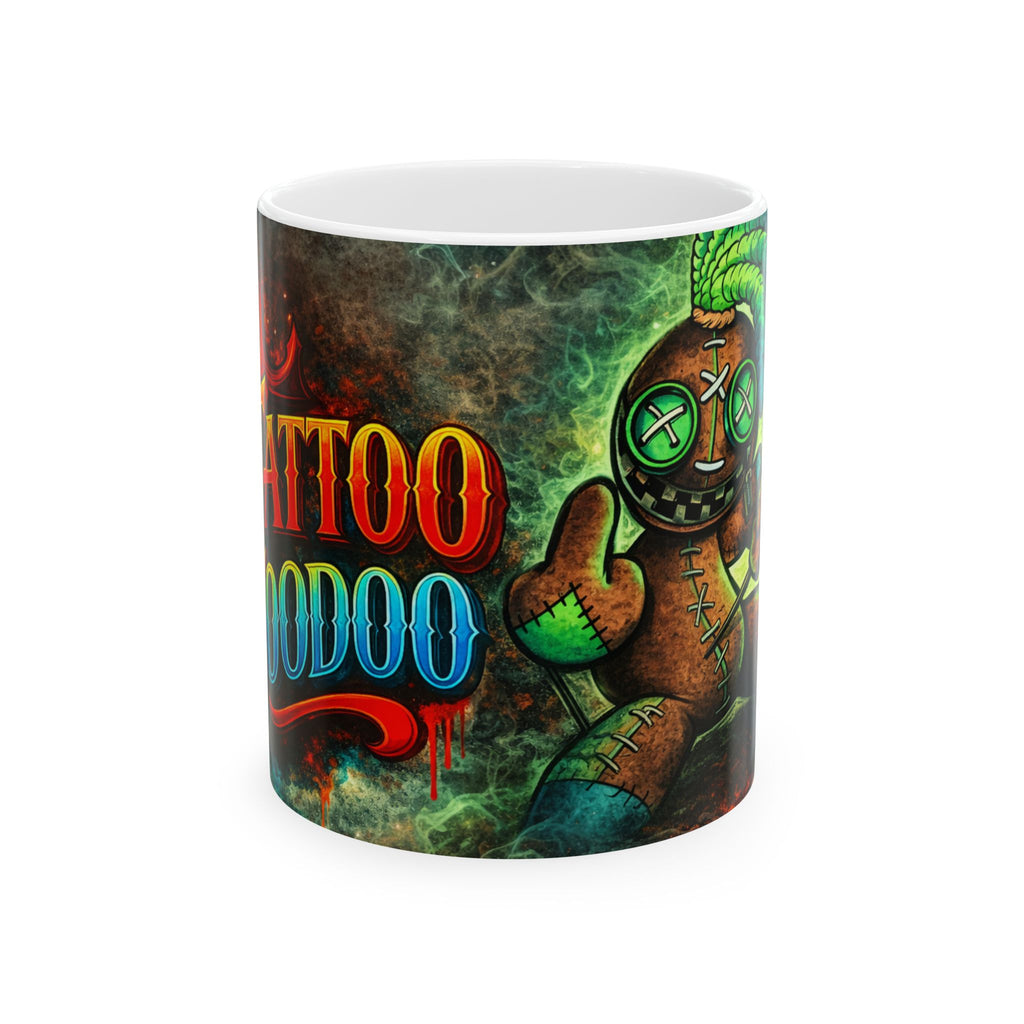 Voodoo Tattoo Ceramic Mug — Creepy Voodoo Doll Coffee Cup (11oz/15oz)