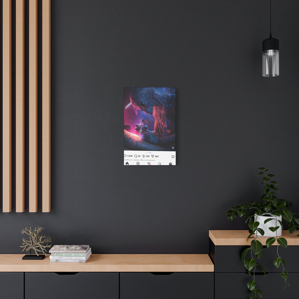 Alien Artist Canvas Print — Neon Sci‑Fi Wall Art