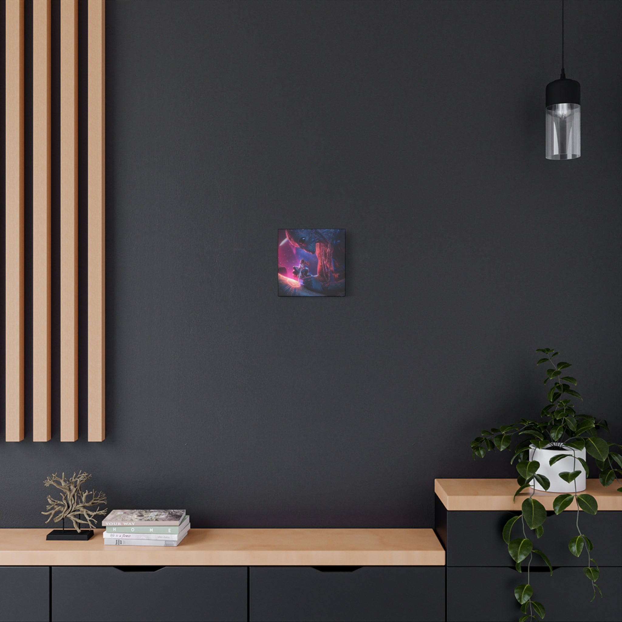 Alien Artist Canvas Print — Neon Sci‑Fi Wall Art