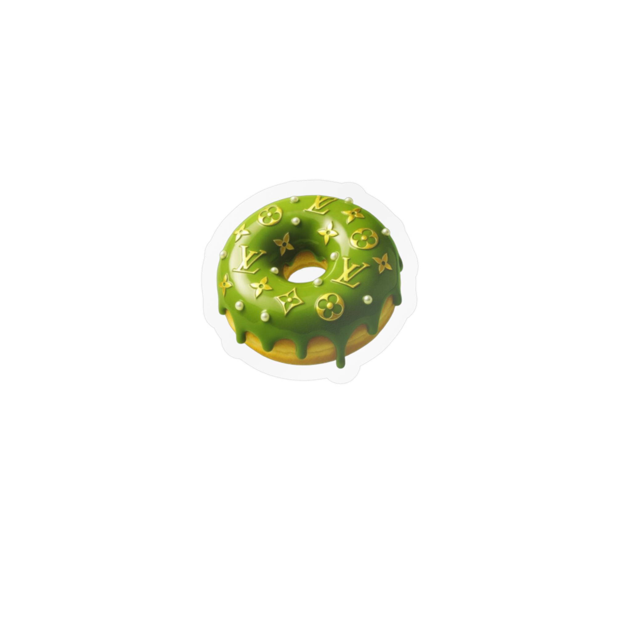 Green Designer LV Donut Kiss-Cut Vinyl Sticker