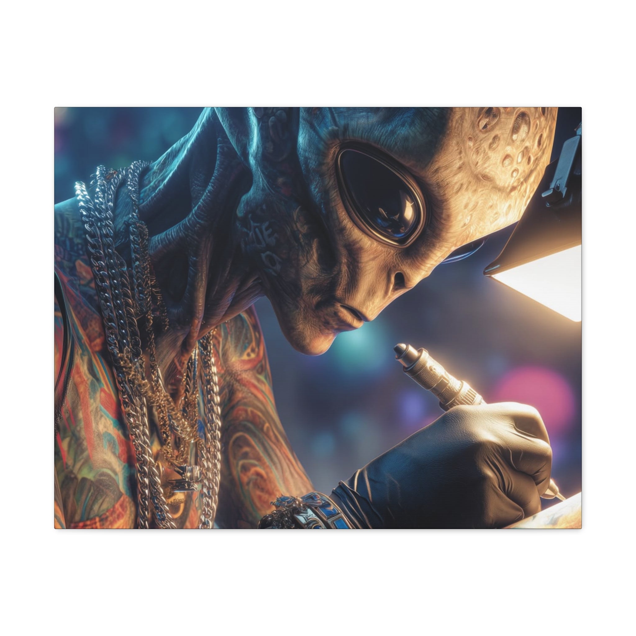 Alien Tattoo Artist Canvas Print — Matte Stretched Wall Art