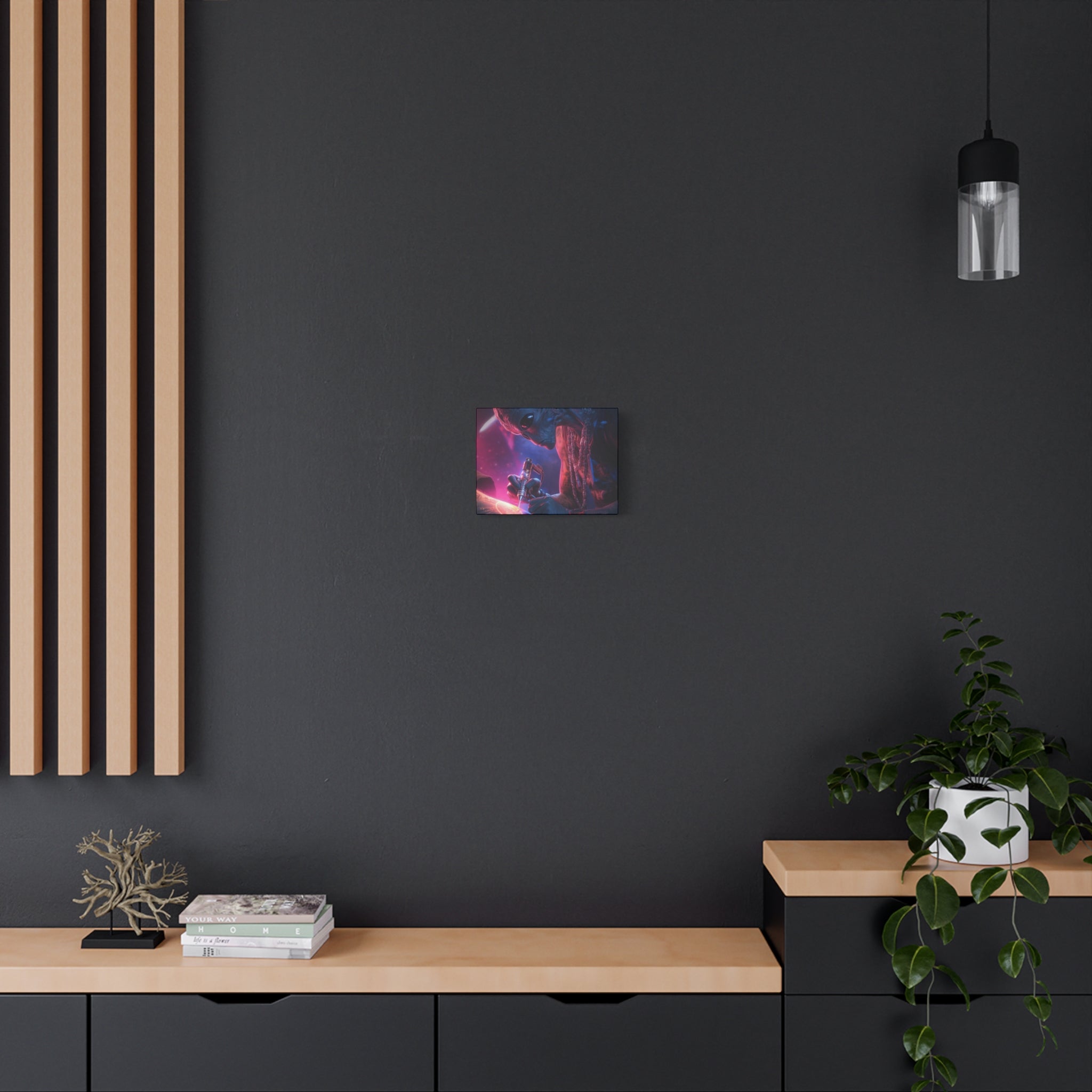Alien Artist Canvas Print — Neon Sci‑Fi Wall Art