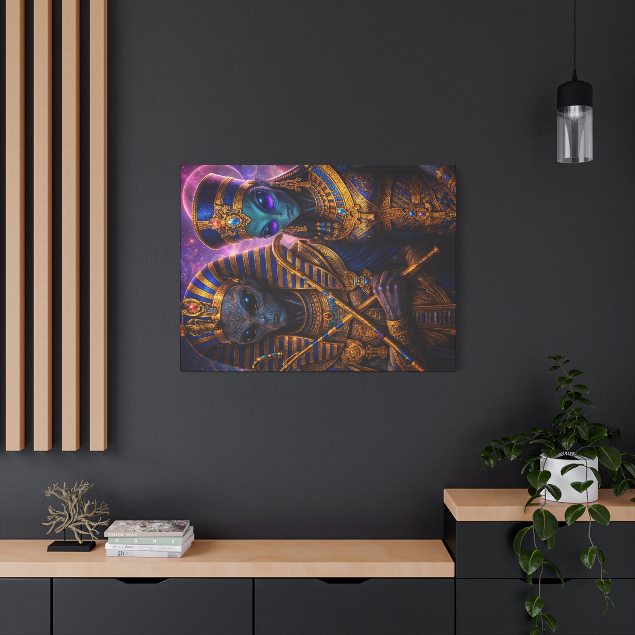Alien Pharaoh Canvas Art - Matte Stretched Wall Decor