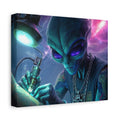 Alien Tattoo Artist Matte Canvas Print — Sci‑Fi Wall Art for Gamers & Nerd Decor