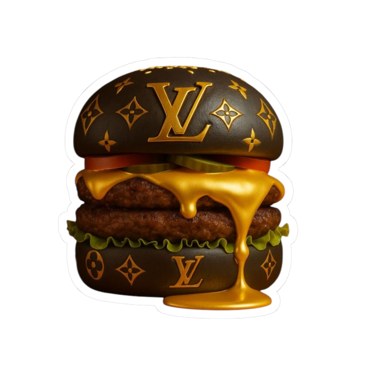 Luxury Burger Sticker — Designer-Inspired Kiss-Cut Decal