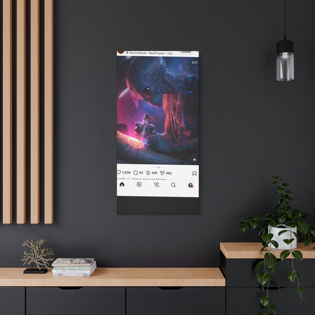 Alien Artist Canvas Print — Neon Sci‑Fi Wall Art