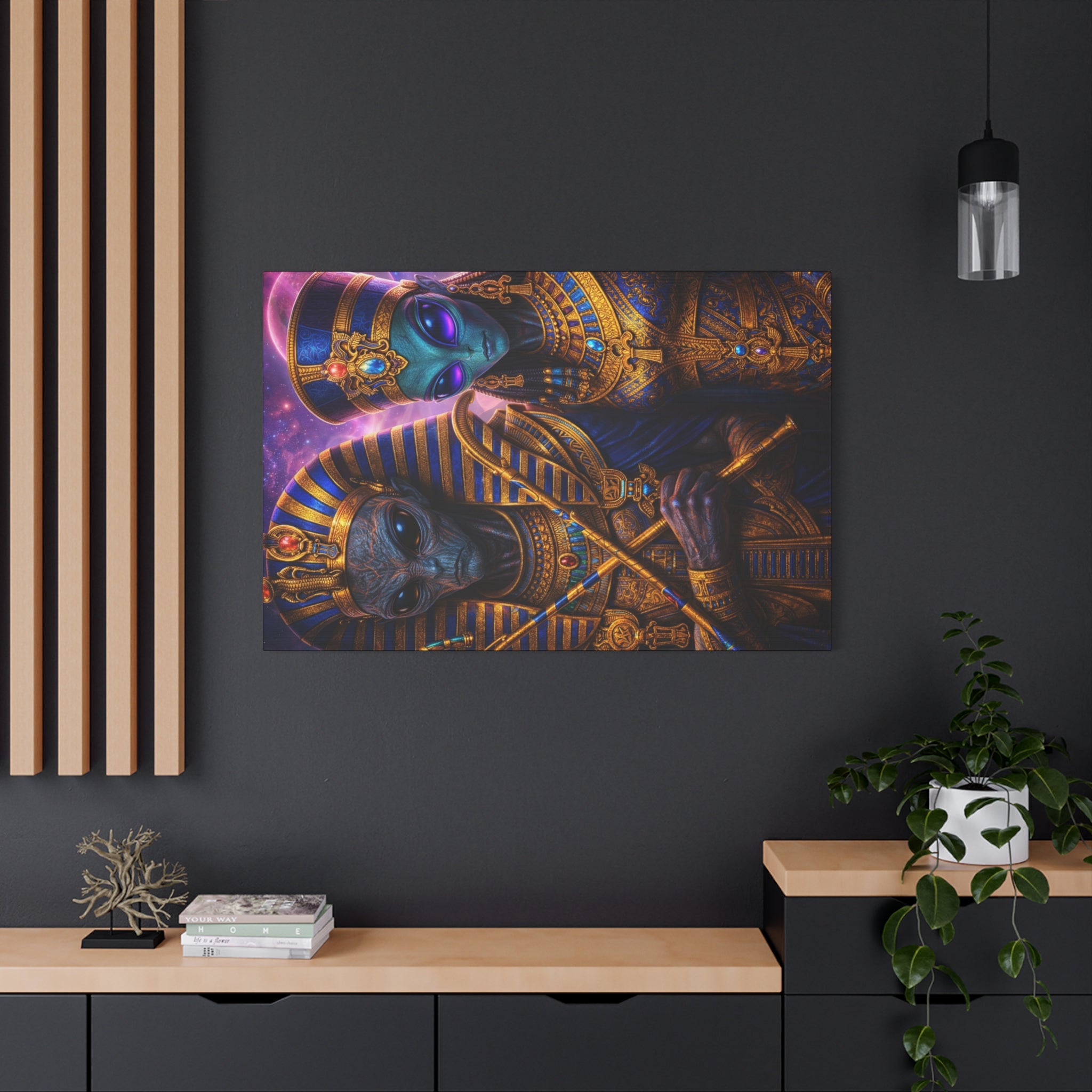 Alien Pharaoh Canvas Art - Matte Stretched Wall Decor
