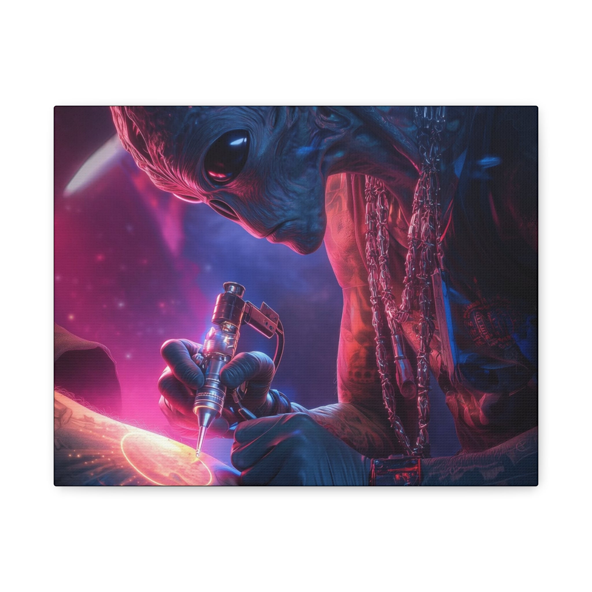 Alien Artist Canvas Print — Neon Sci‑Fi Wall Art