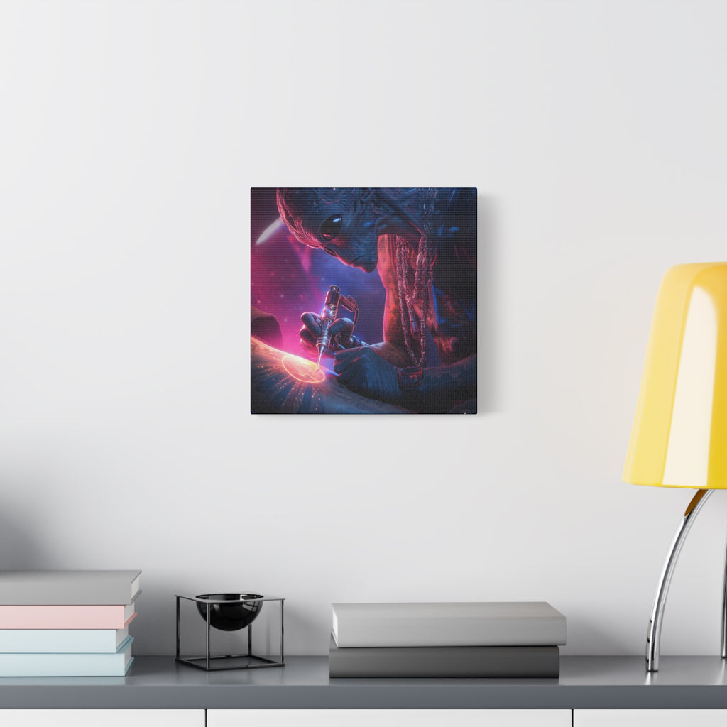 Alien Artist Canvas Print — Neon Sci‑Fi Wall Art