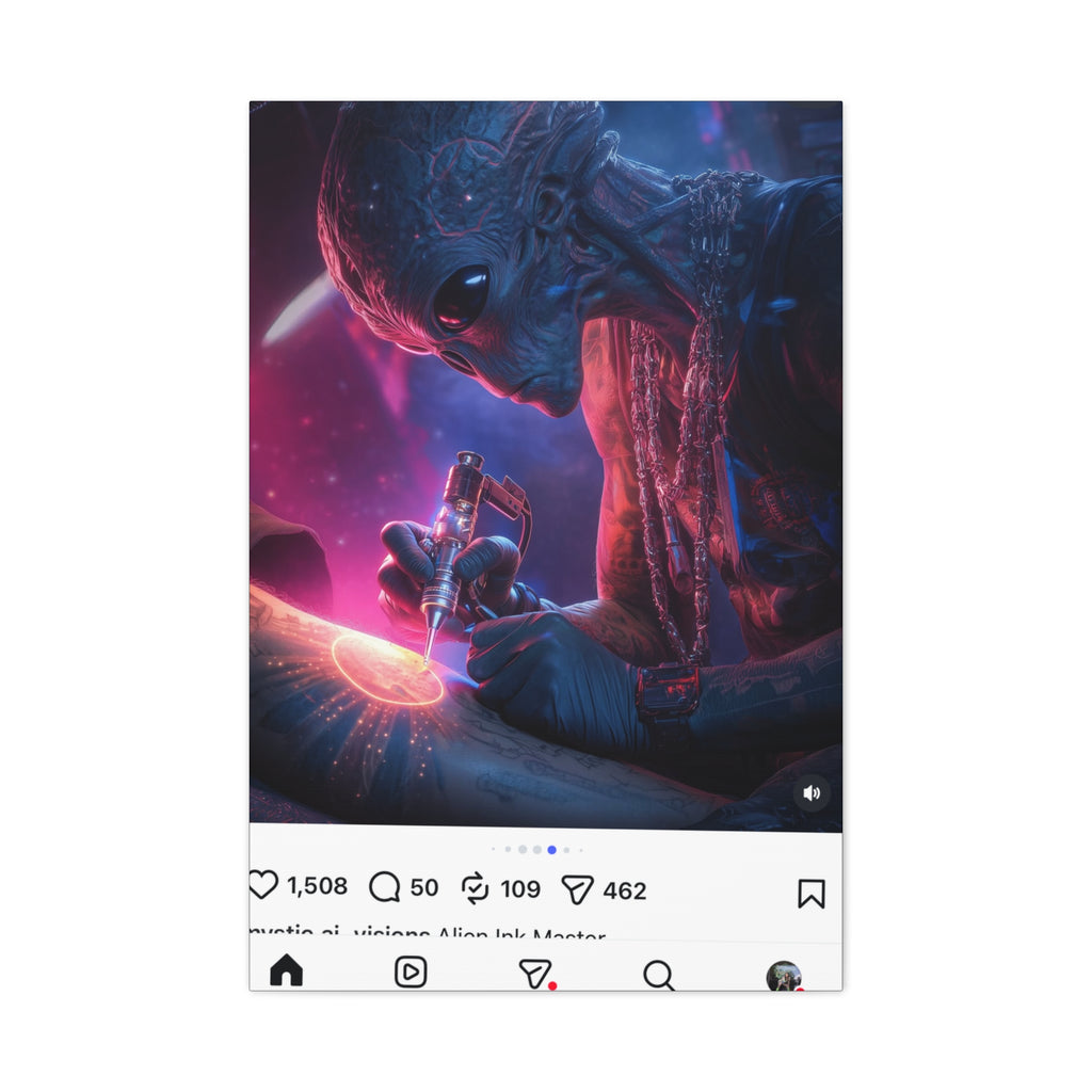 Alien Artist Canvas Print — Neon Sci‑Fi Wall Art