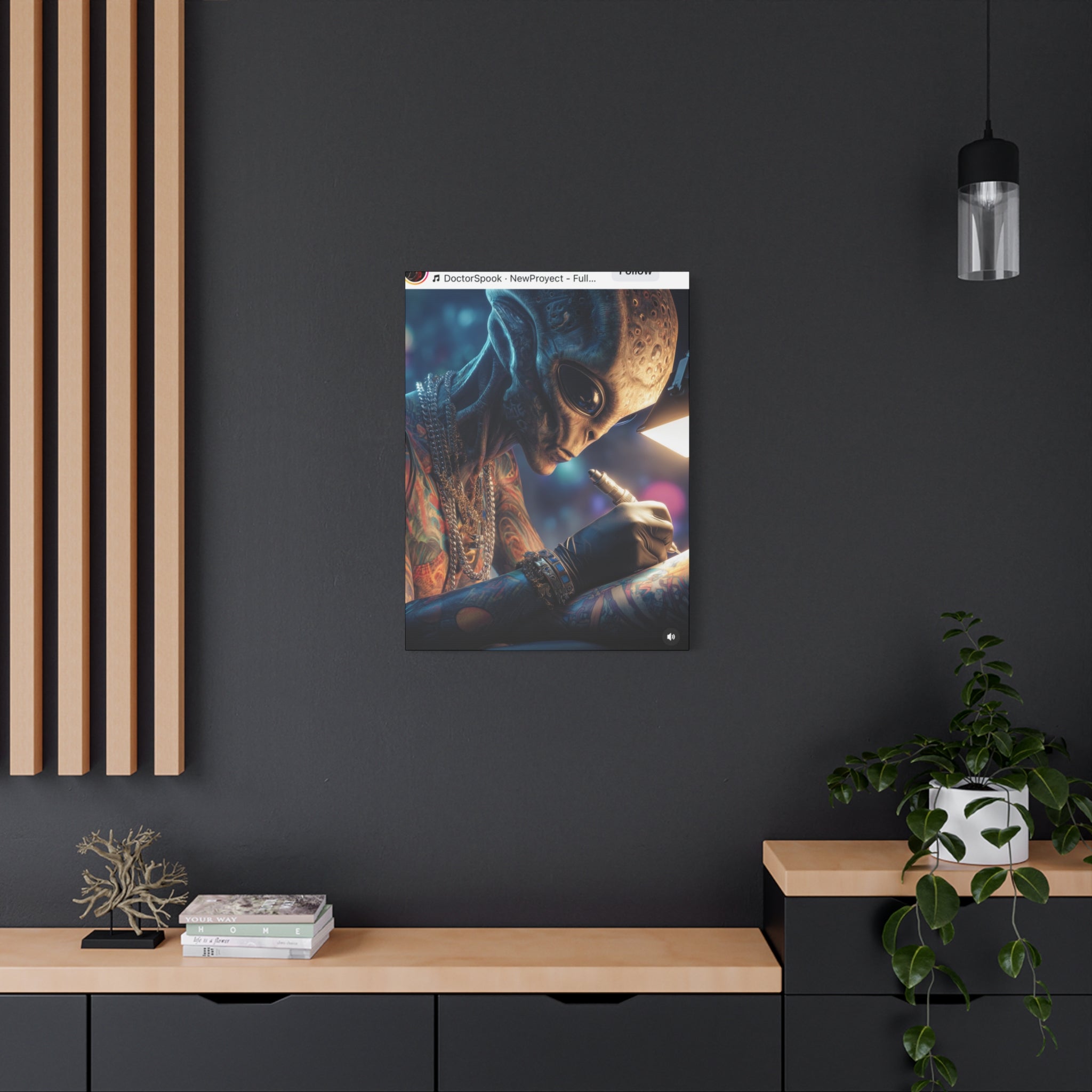 Alien Tattoo Artist Canvas Print — Matte Stretched Wall Art