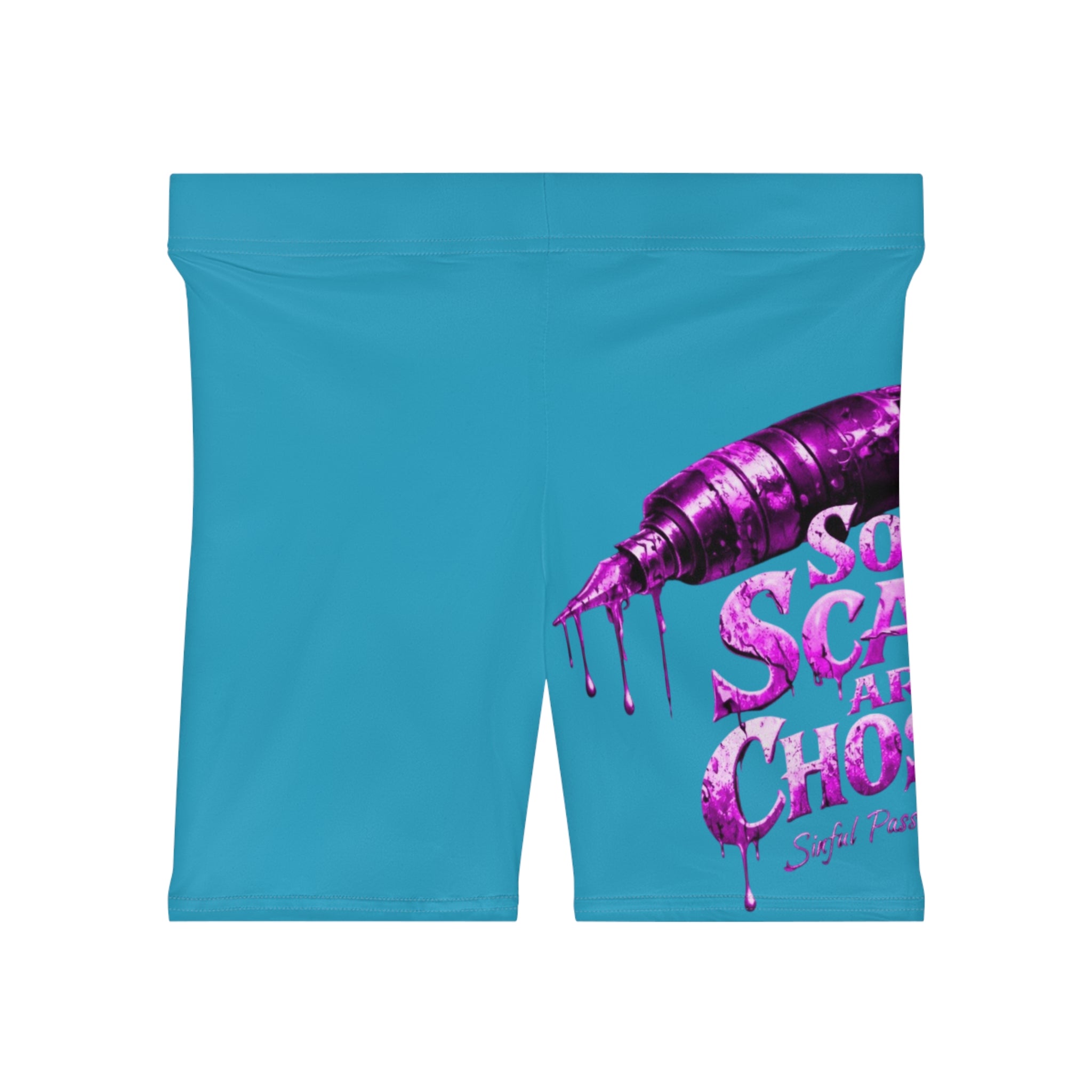 Scars Are Chosen Biker Shorts — Blue and pink