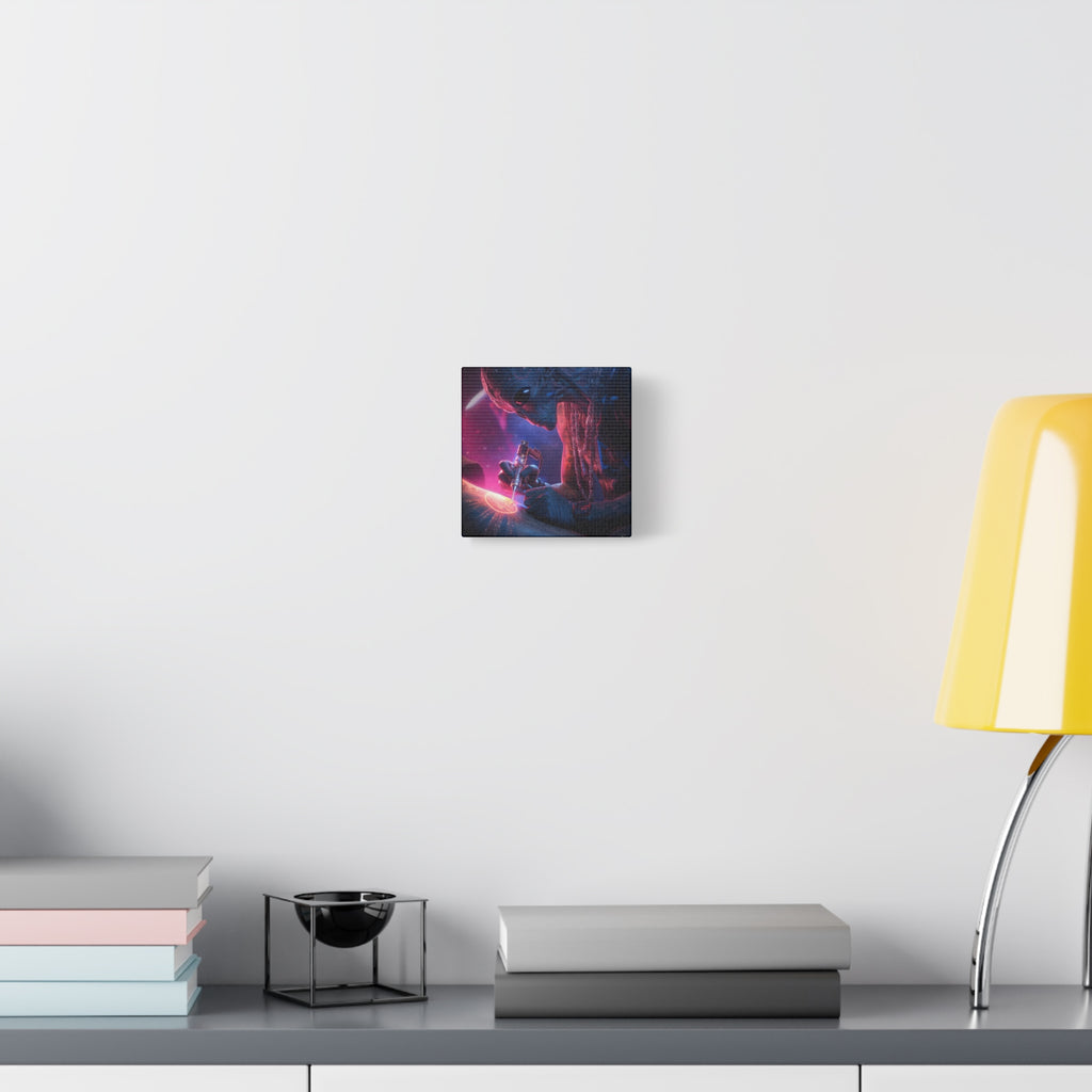 Alien Artist Canvas Print — Neon Sci‑Fi Wall Art
