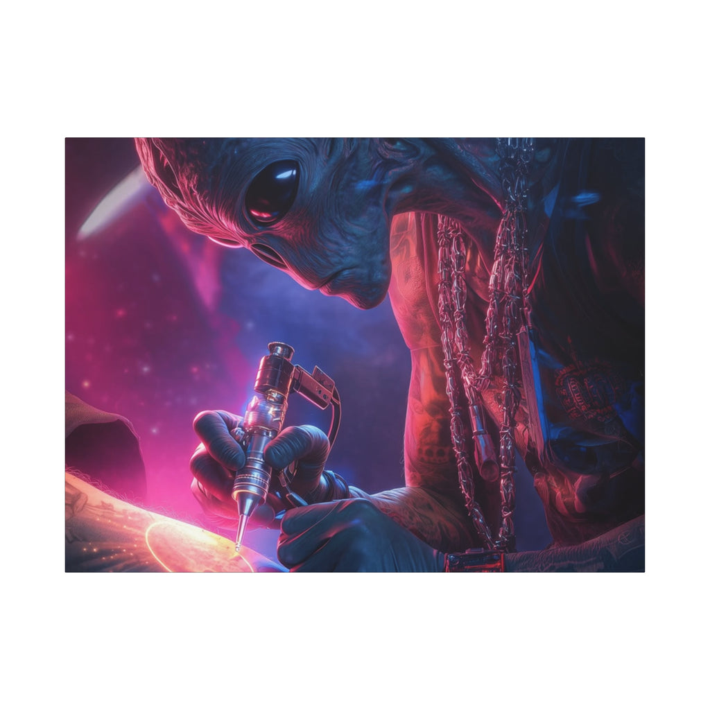 Alien Artist Canvas Print — Neon Sci‑Fi Wall Art