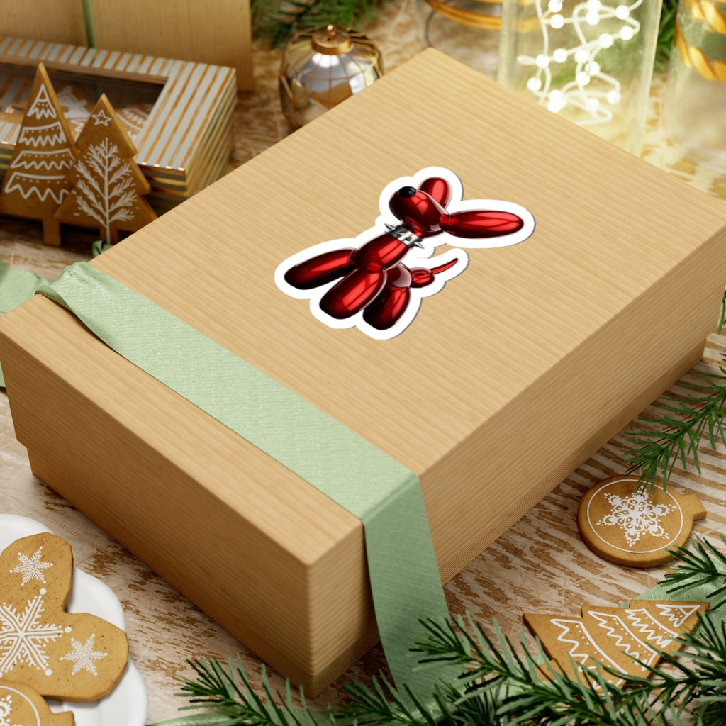 Red Balloon Dog Sticker — Glossy Kiss-Cut Vinyl Decal