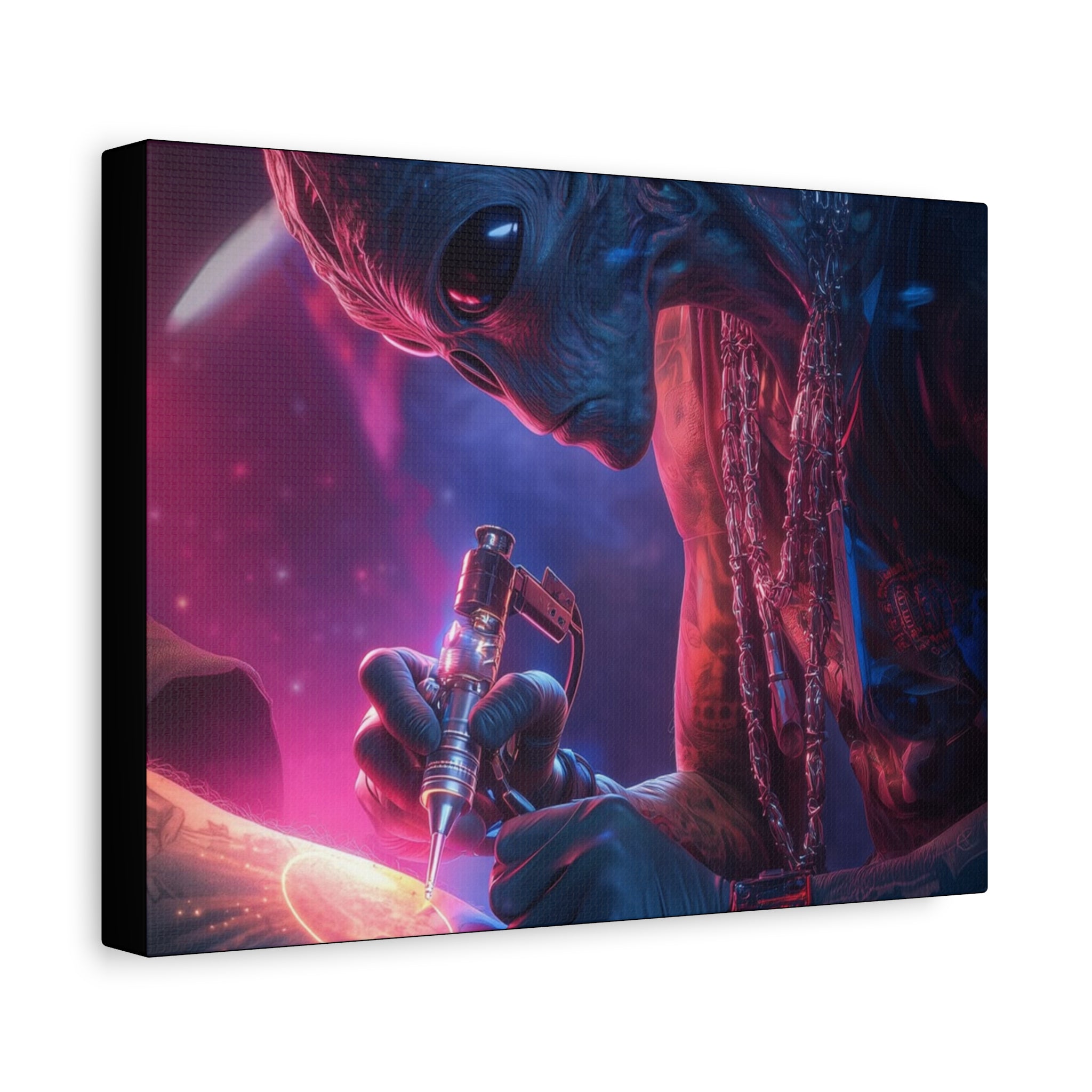 Alien Artist Canvas Print — Neon Sci‑Fi Wall Art