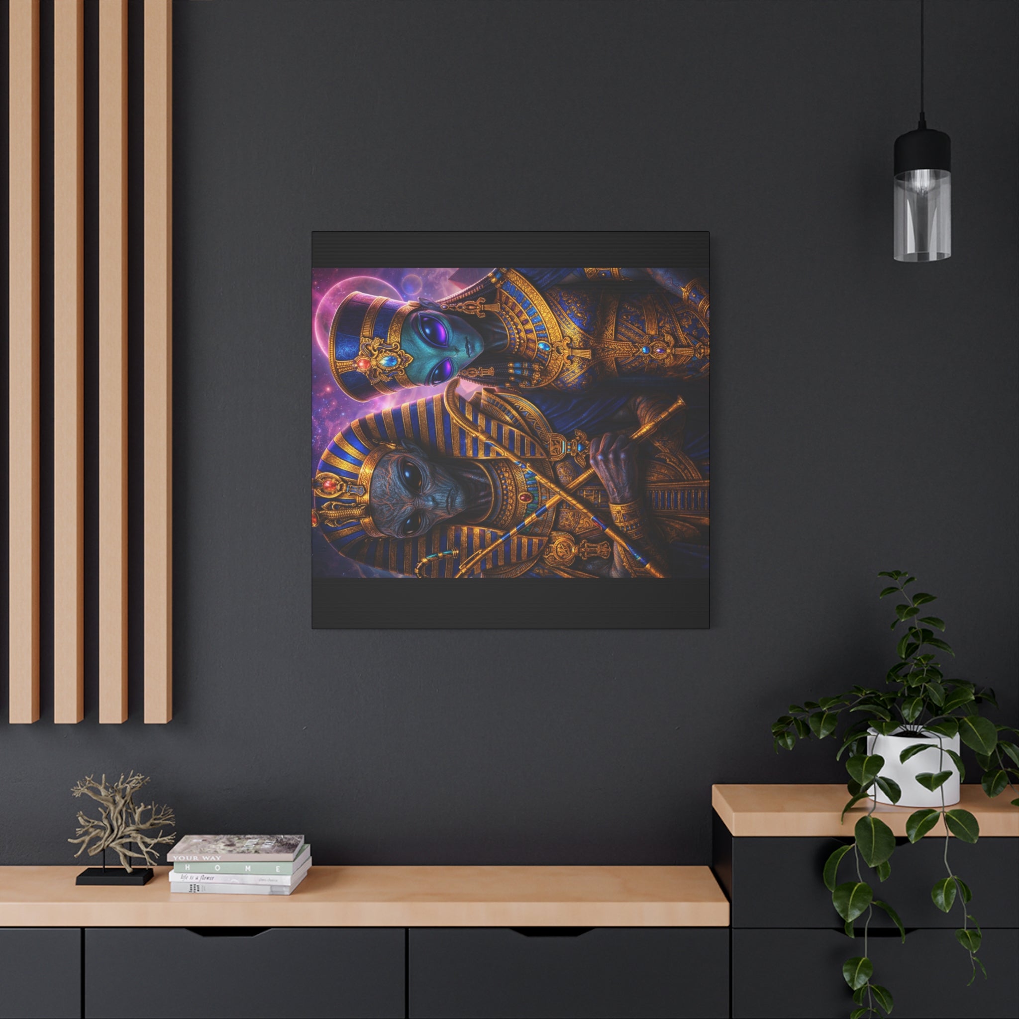 Alien Pharaoh Canvas Art - Matte Stretched Wall Decor