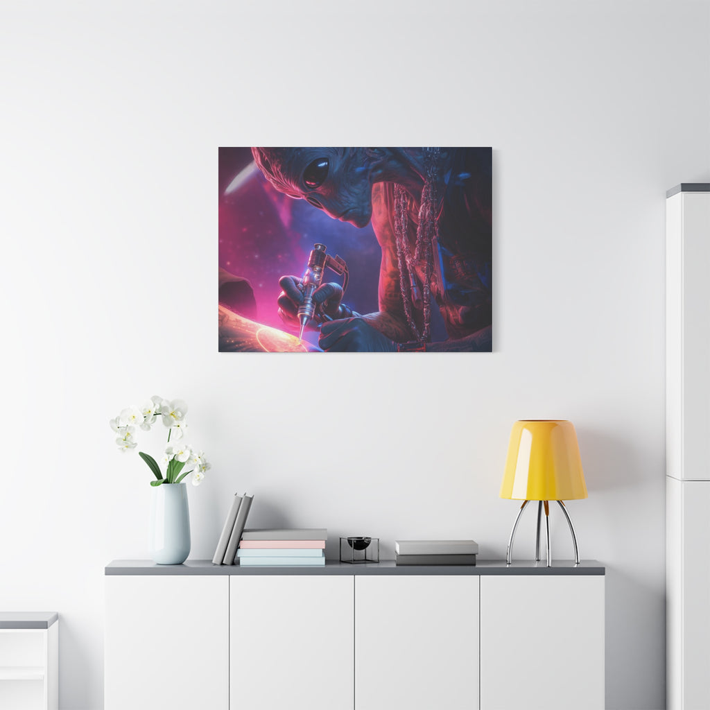 Alien Artist Canvas Print — Neon Sci‑Fi Wall Art
