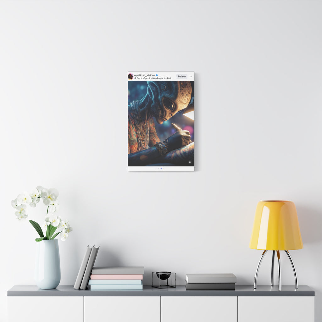 Alien Tattoo Artist Canvas Print — Matte Stretched Wall Art