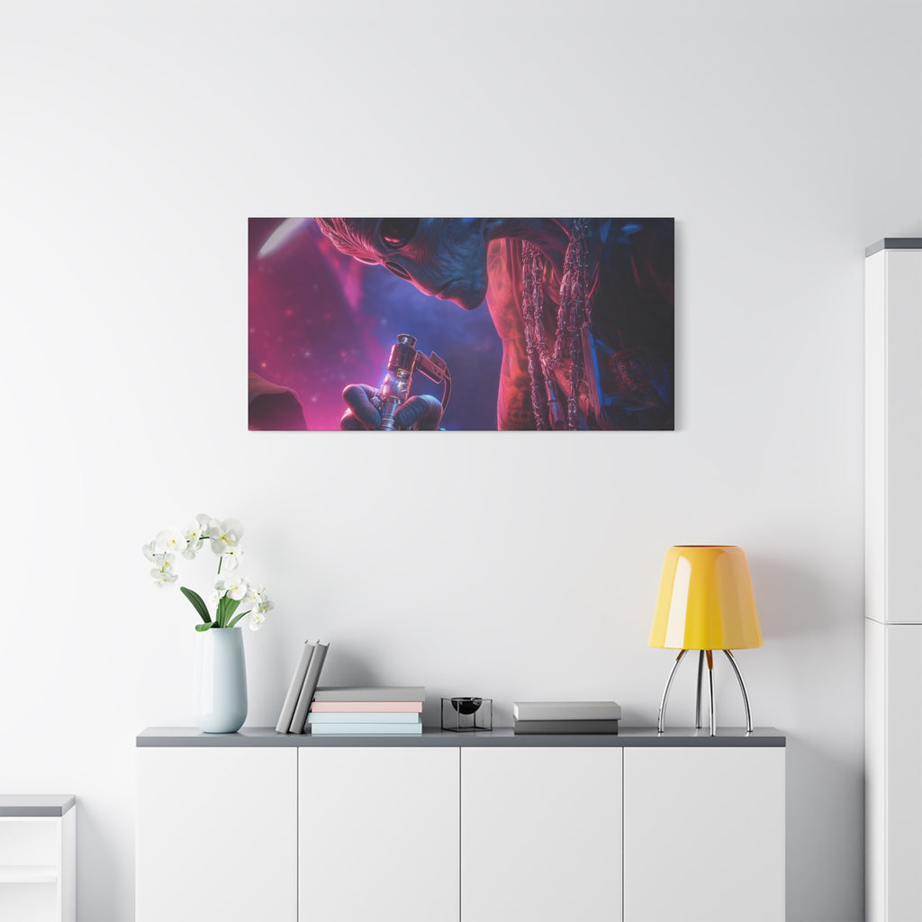 Alien Artist Canvas Print — Neon Sci‑Fi Wall Art