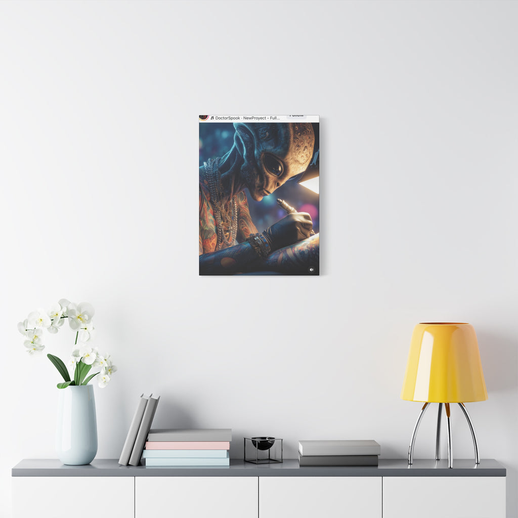 Alien Tattoo Artist Canvas Print — Matte Stretched Wall Art