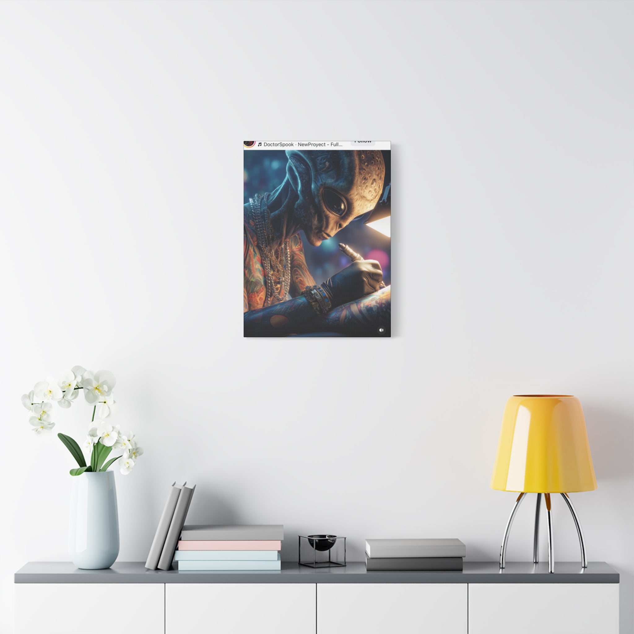 Alien Tattoo Artist Canvas Print — Matte Stretched Wall Art