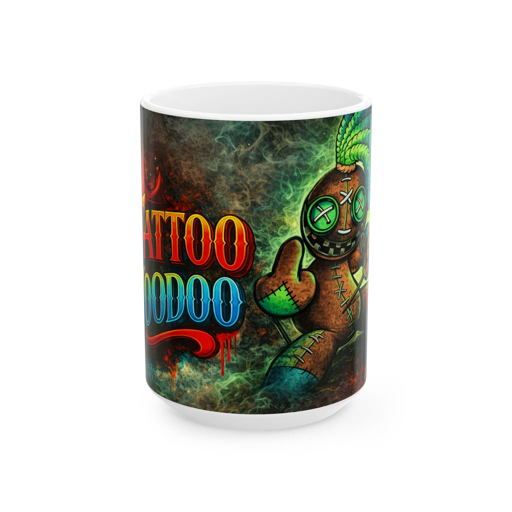 Voodoo Tattoo Ceramic Mug — Creepy Voodoo Doll Coffee Cup (11oz/15oz)