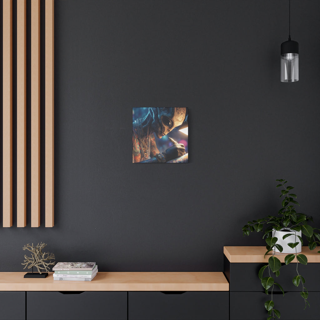 Alien Tattoo Artist Canvas Print — Matte Stretched Wall Art