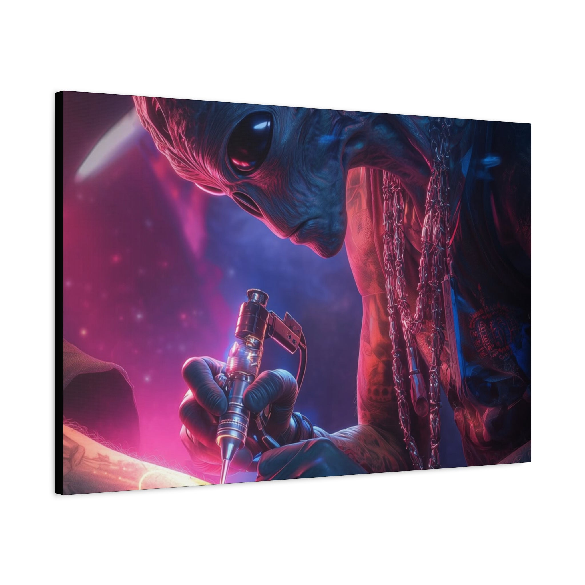 Alien Artist Canvas Print — Neon Sci‑Fi Wall Art