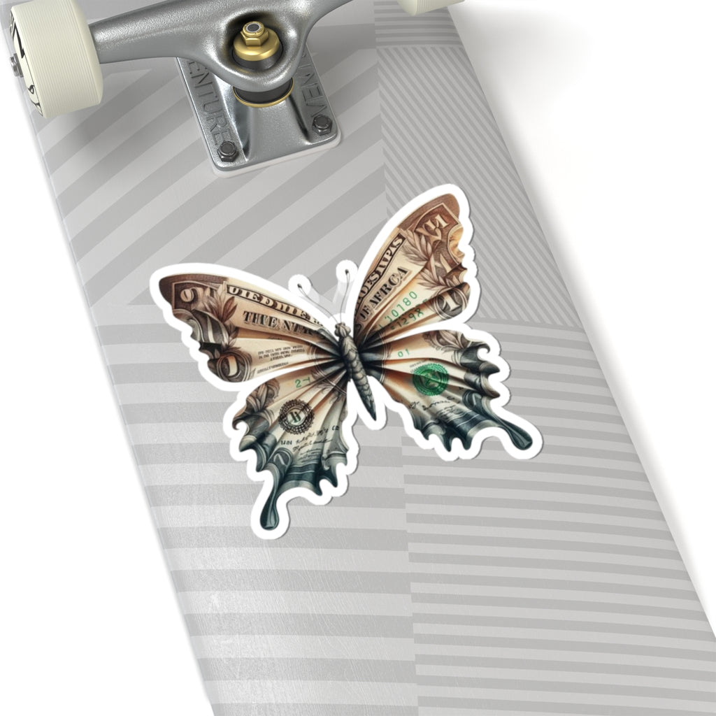 Money Butterfly Sticker — Cash Wings Kiss-Cut Vinyl Decal